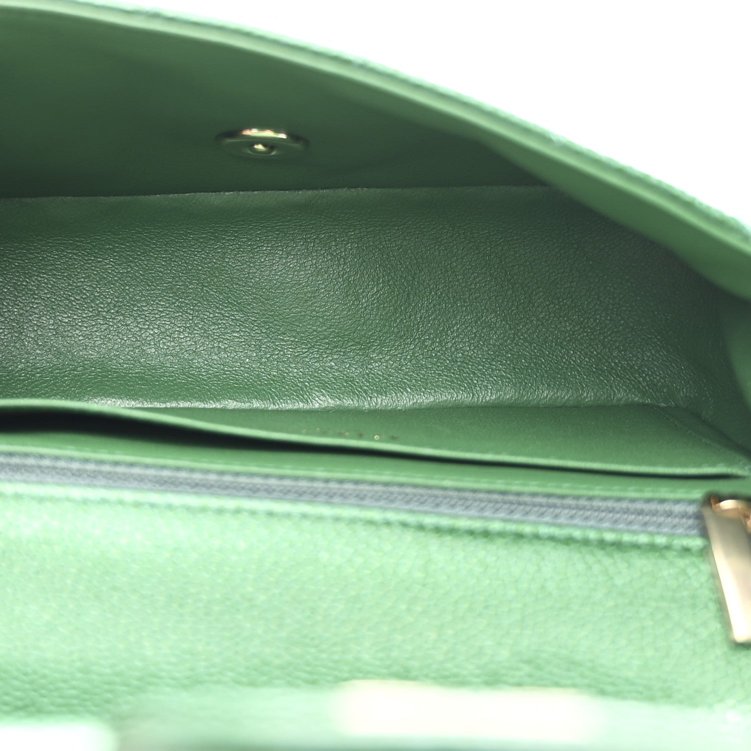 Metallic Caviar Quilted Mini Rectangular Flap Green