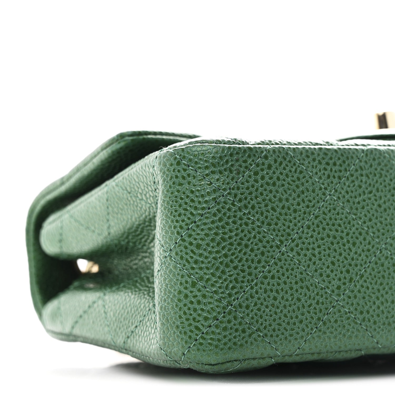 Metallic Caviar Quilted Mini Rectangular Flap Green