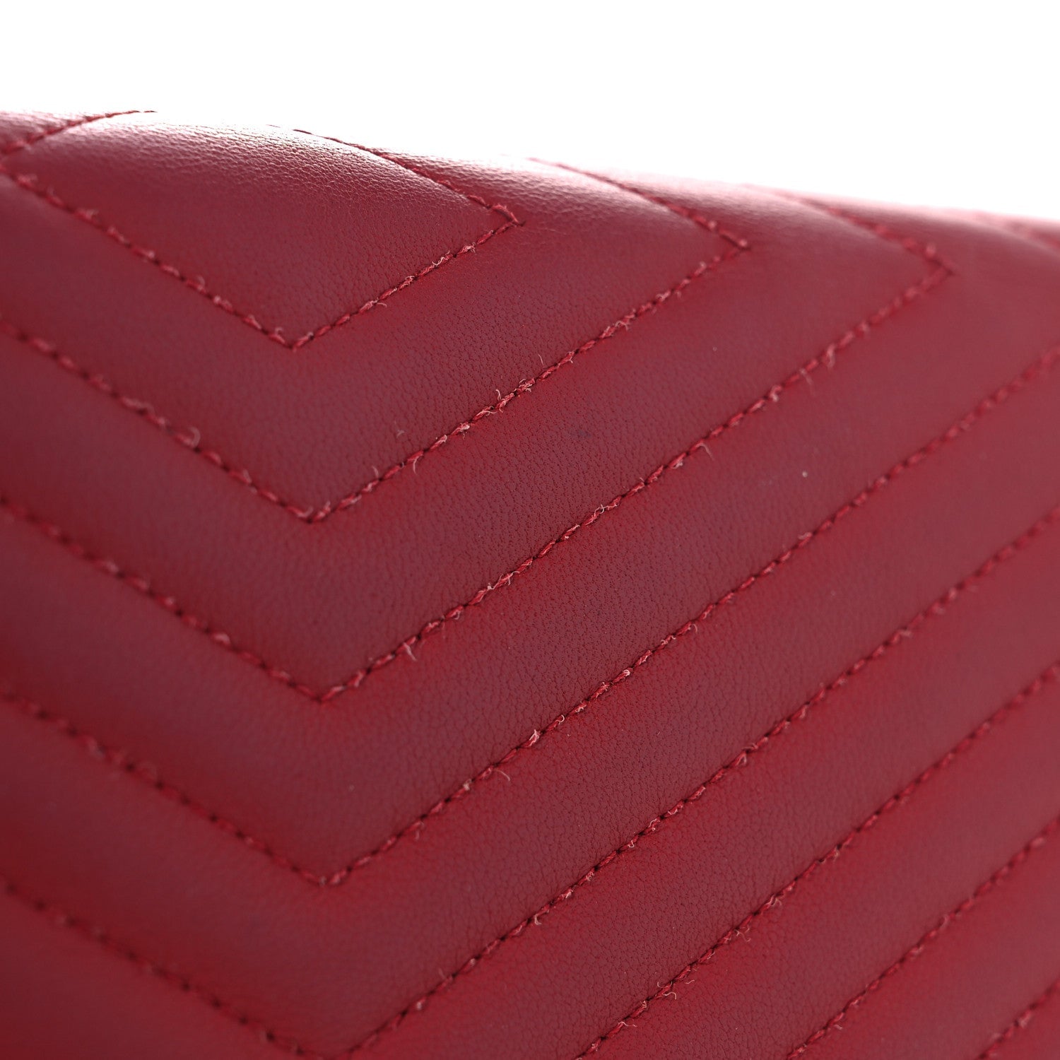 Calfskin Chevron Quilted Small Envelope Clutch Red