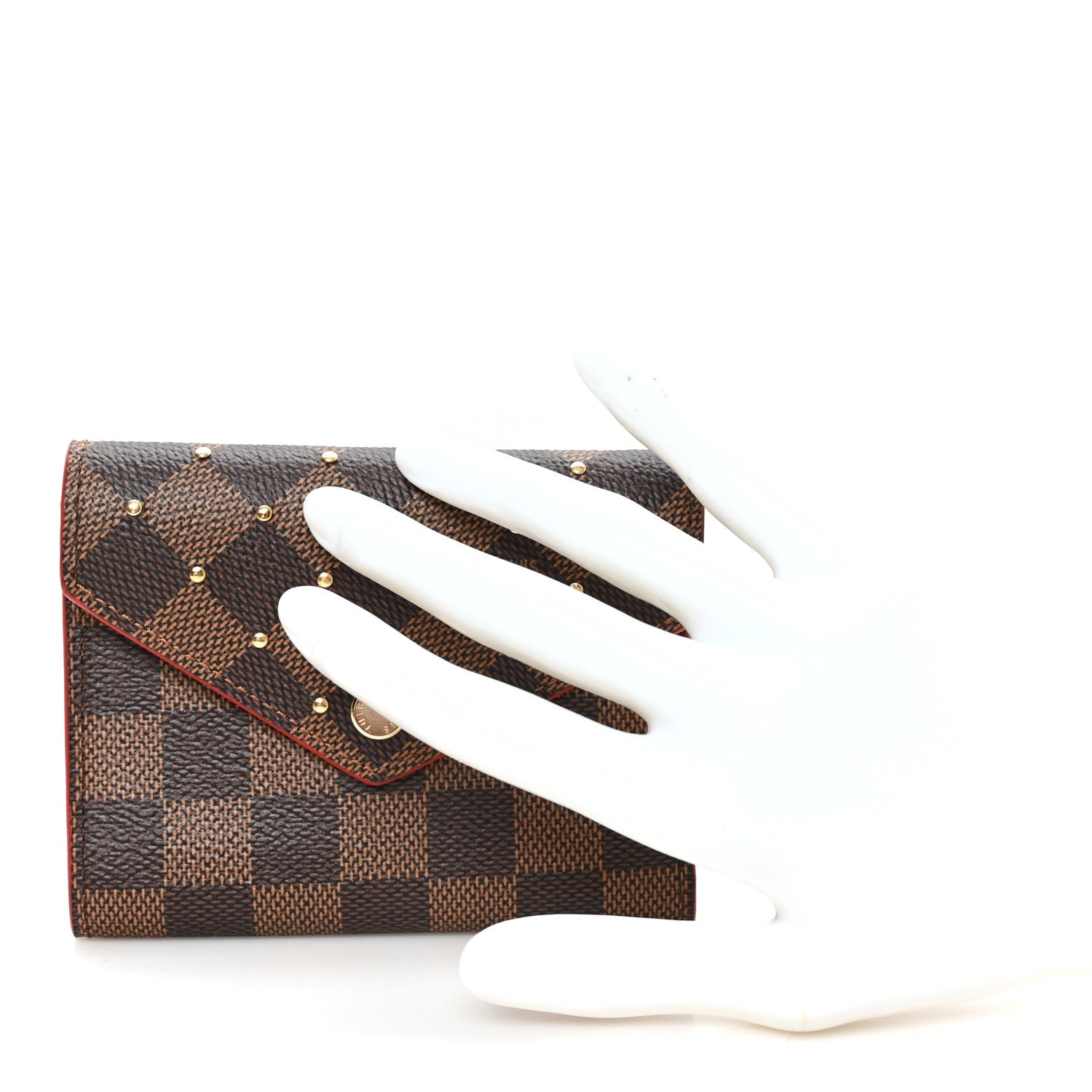 Damier Ebene Studded Victorine Wallet Cherry