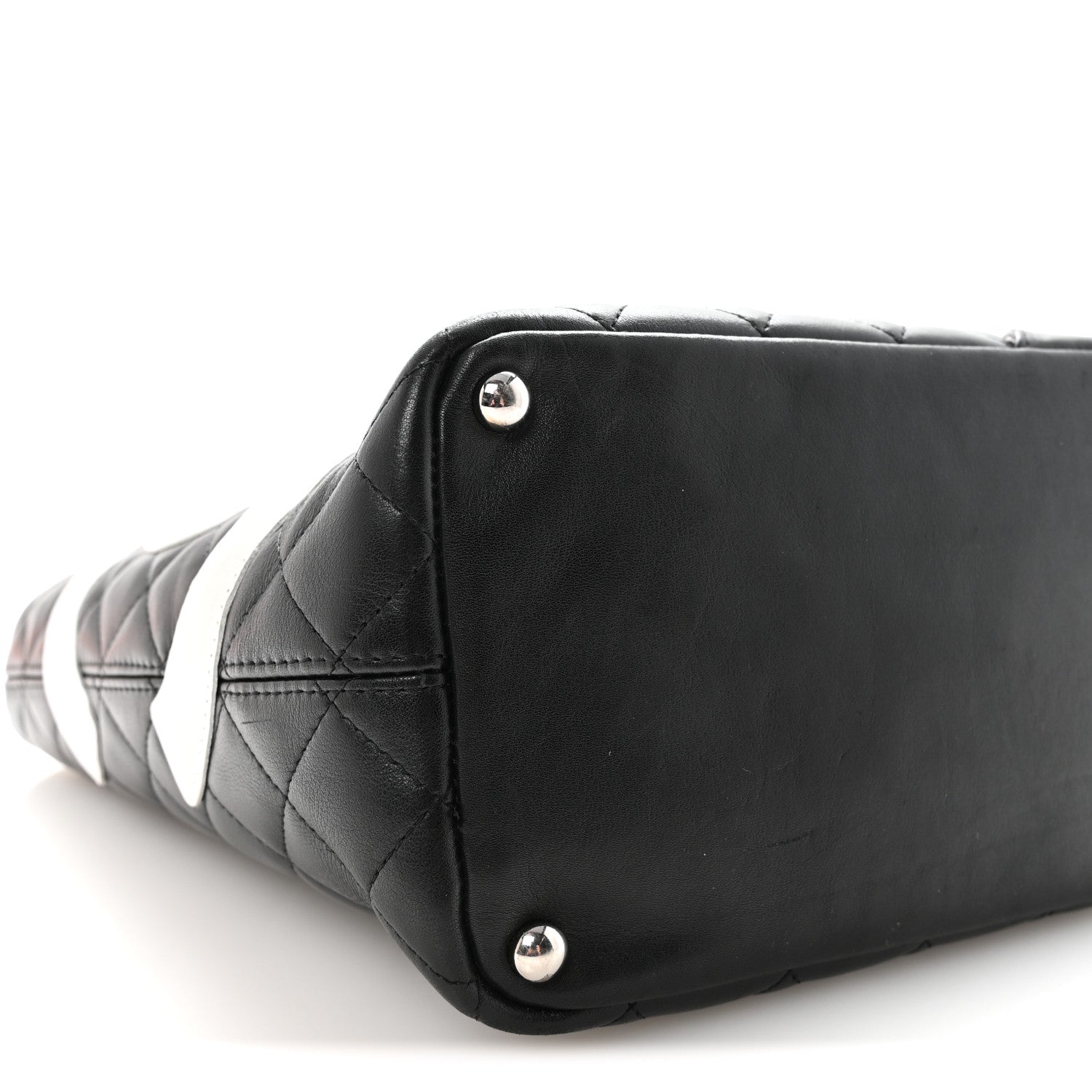 Calfskin Quilted Medium Cambon Tote Black White