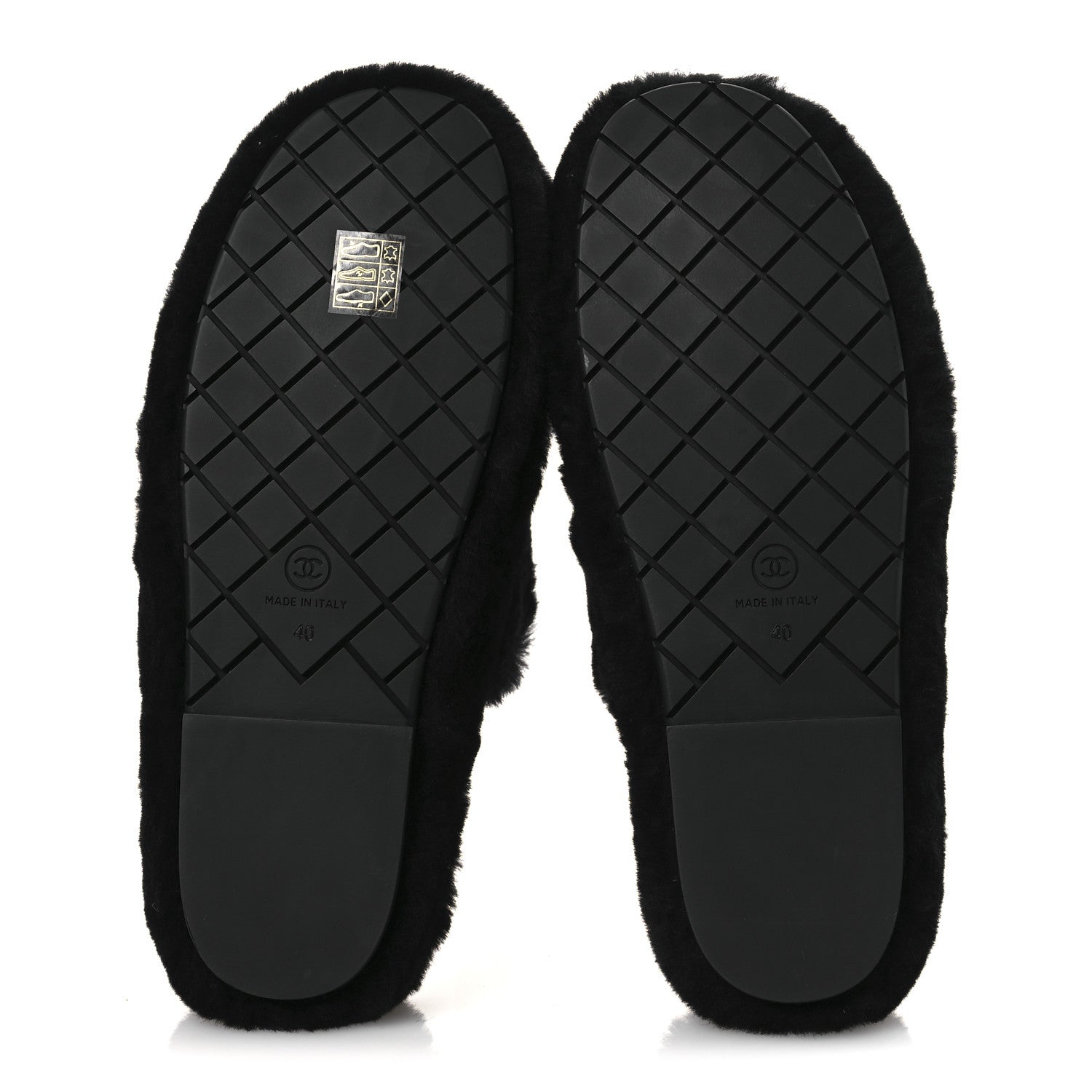Shearling CC Flat Mules 40 Black