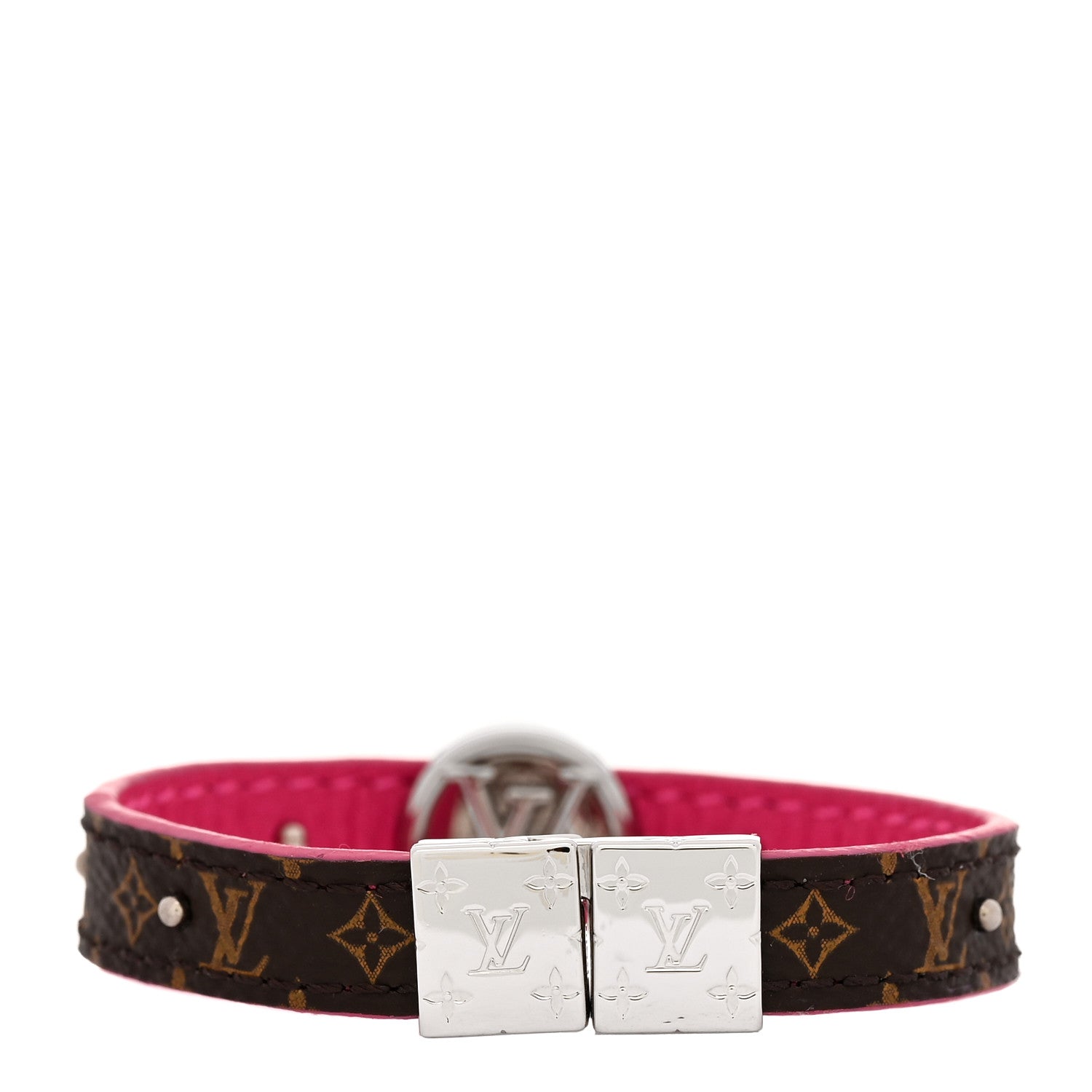 Monogram LV Circle Reversible Bracelet 17 Rose Falbala
