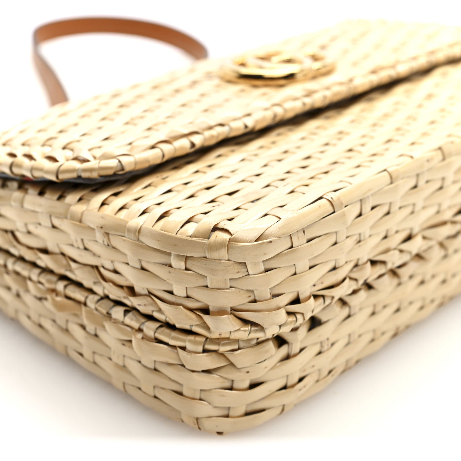 Glazed Wicker Small Cestino Shoulder Bag Natural