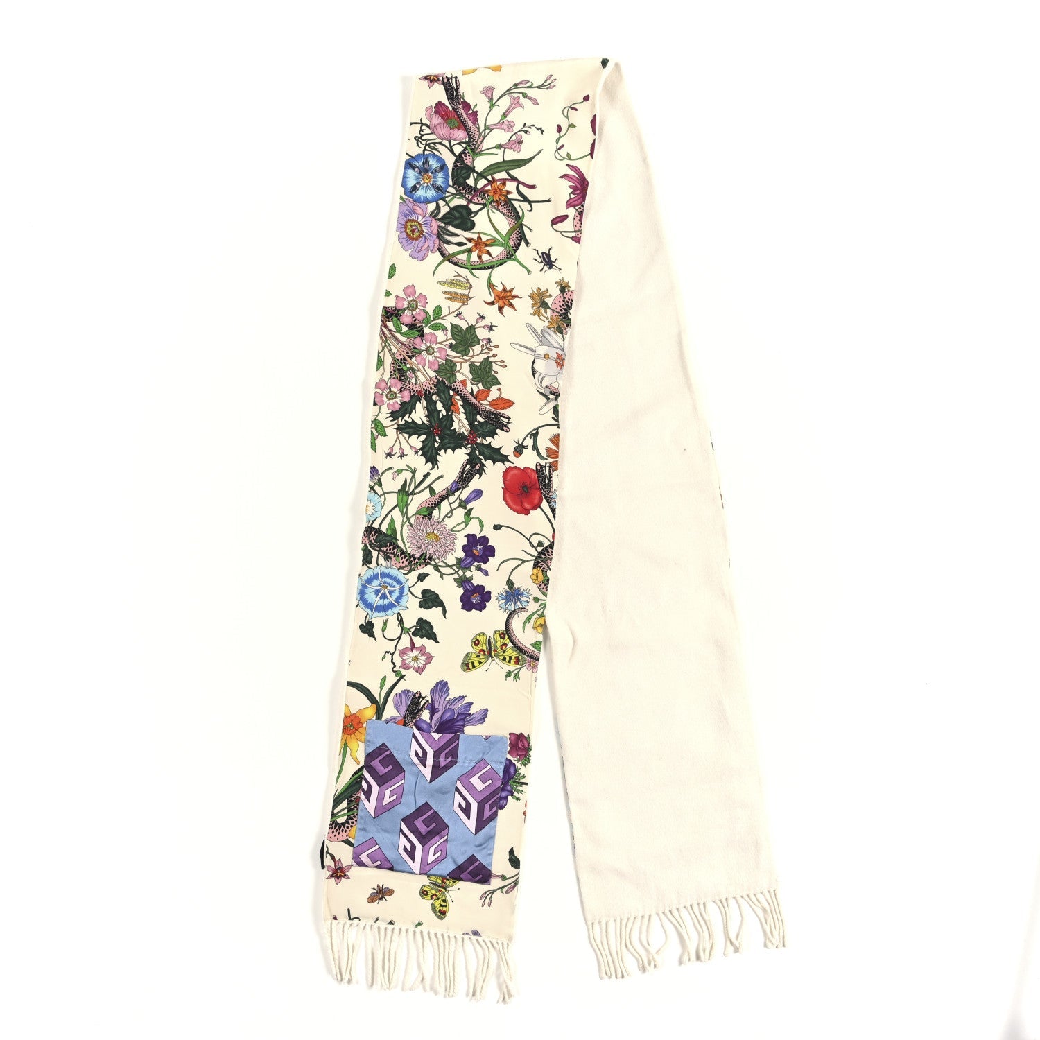 Cashmere Flora Pocket Scarf Ivory Multicolor