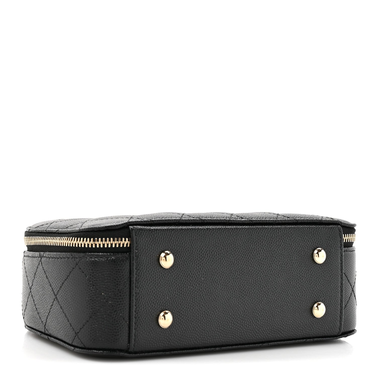 Caviar Quilted Top Handle Vanity Case Black