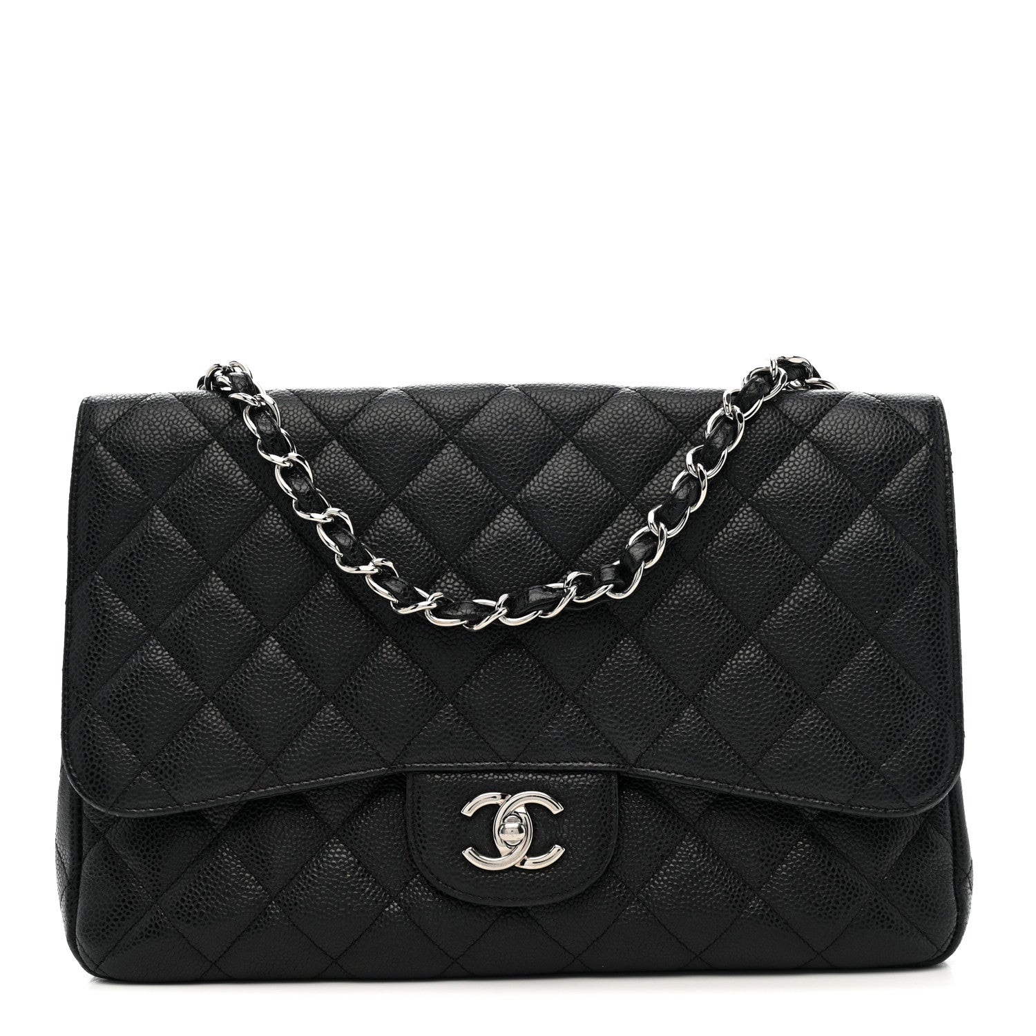 Caviar Quilted Jumbo Single Flap Black