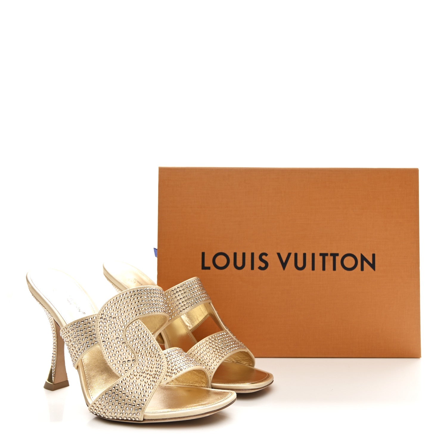 Satin Crystal Sparkle Mule 39 Gold