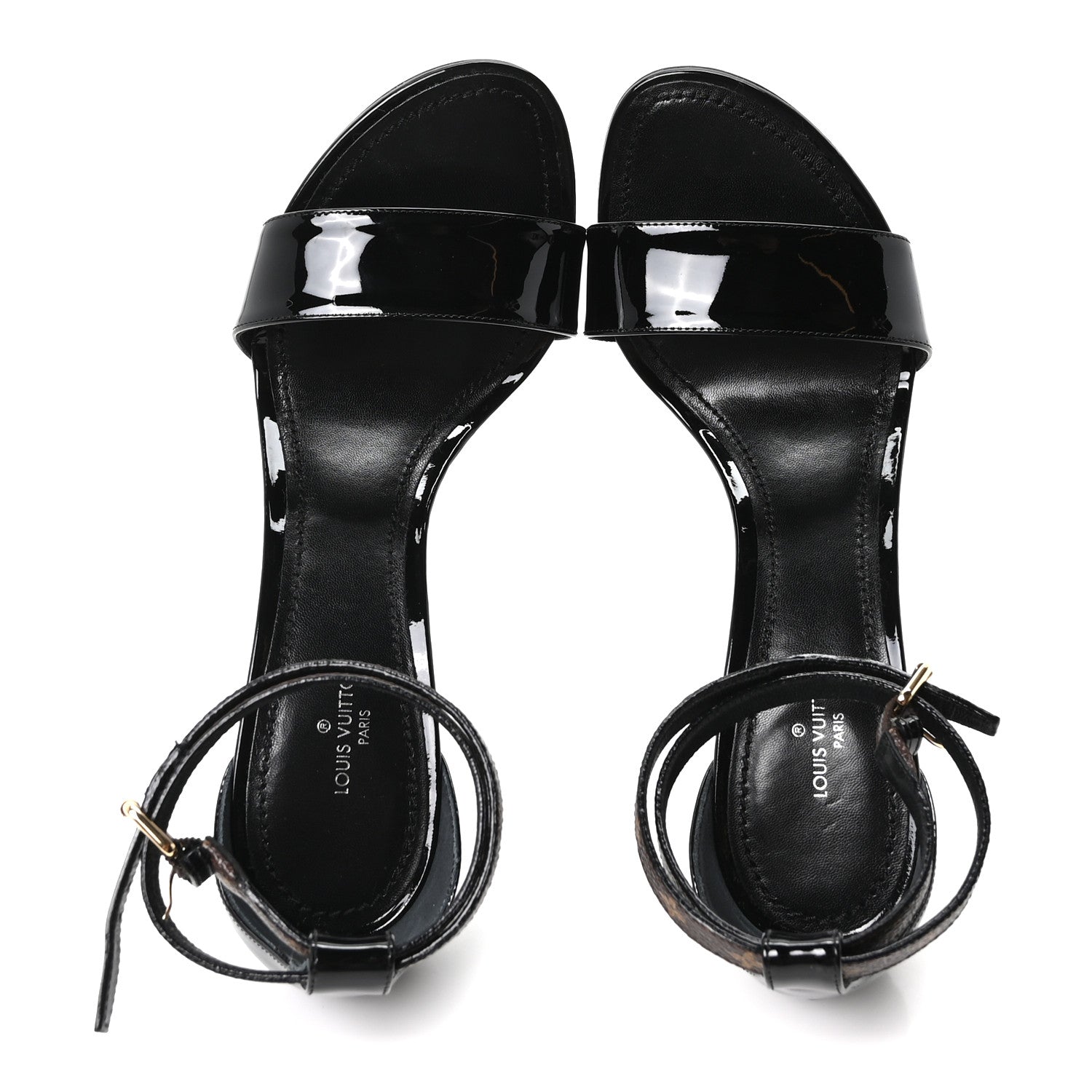 Patent Monogram Call Back Sandals 37 Black