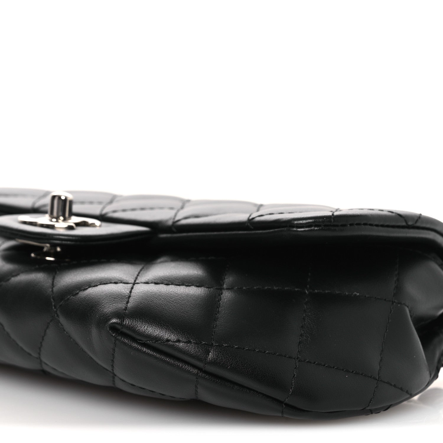 Calfskin Quilted CC Uniform Flap Belt Bag Black