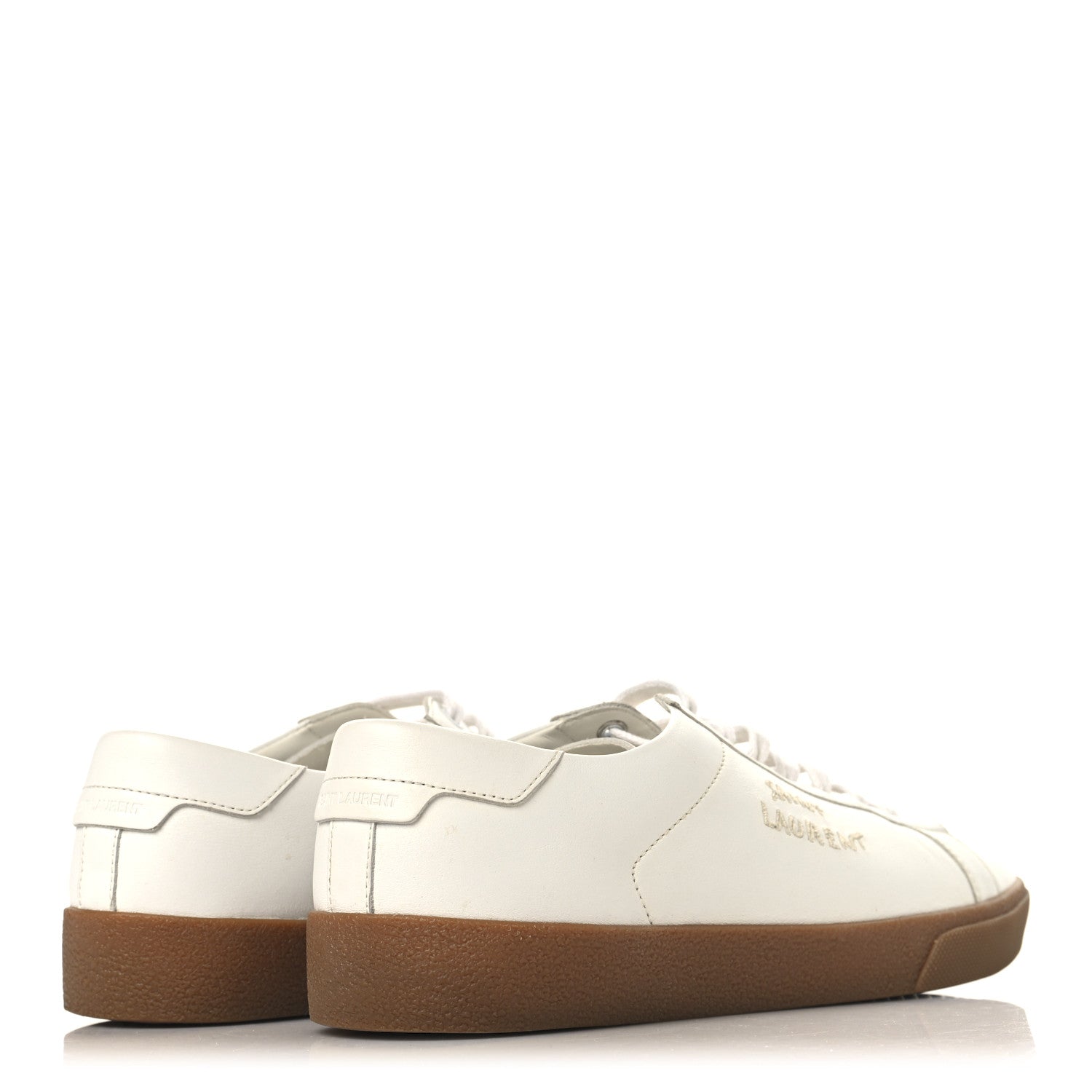 Calfskin Embroidered Mens Court Classic Sneakers 42.5 White