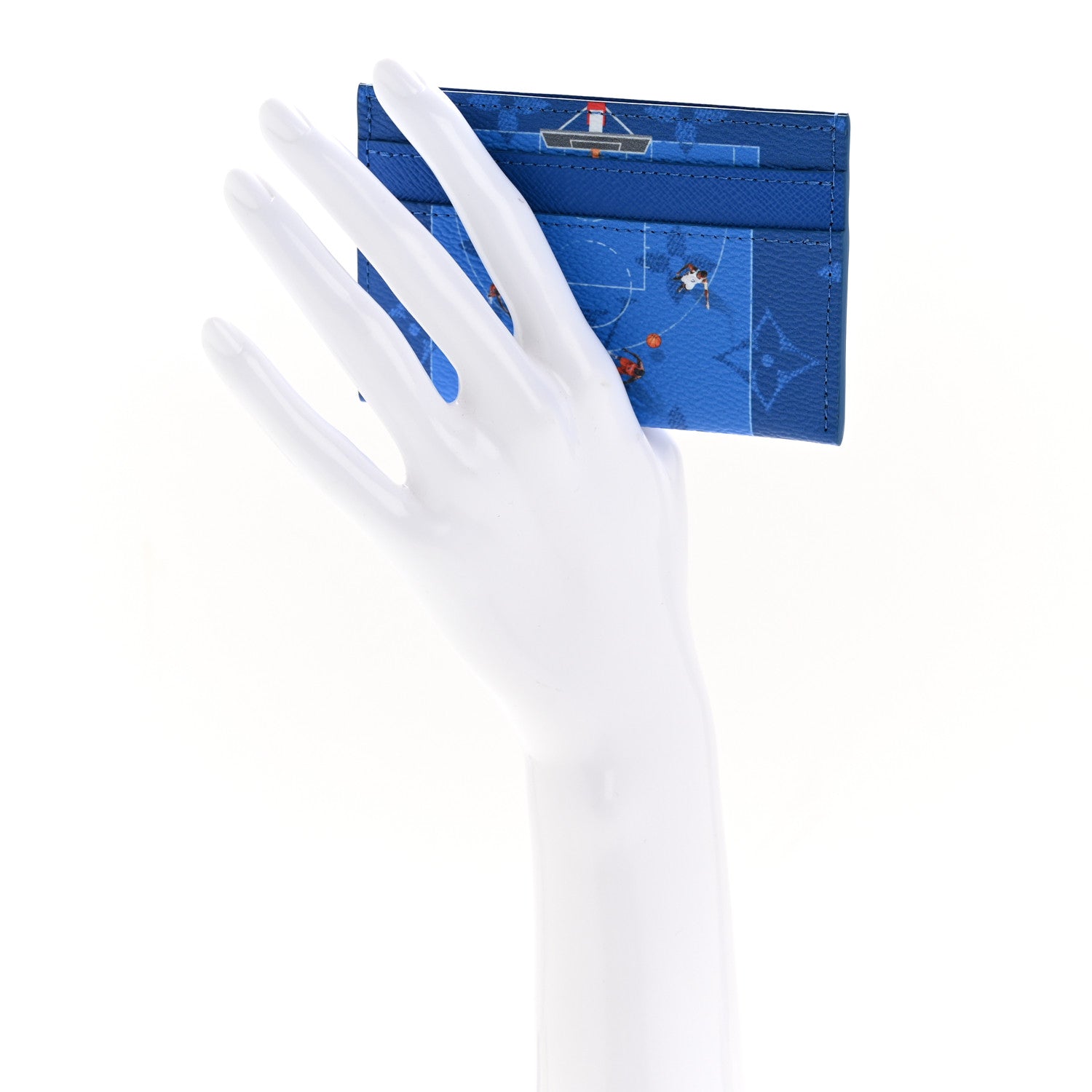 Monogram Double Card Holder Basketball Blue