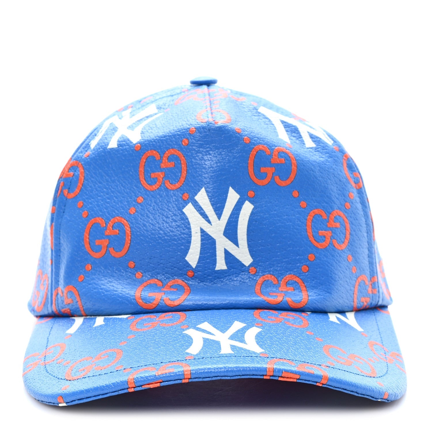 X MLB Calfskin Stampato 3D GG Monogram NY Yankees Baseball Hat M Blue