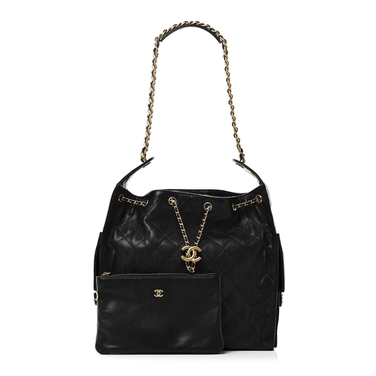 Caviar Quilted Medium Chanel 25 Handbag Black