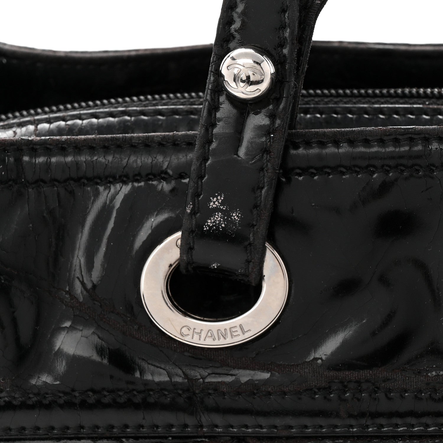 Vinyl Quilted Large Paris Biarritz Tote Black