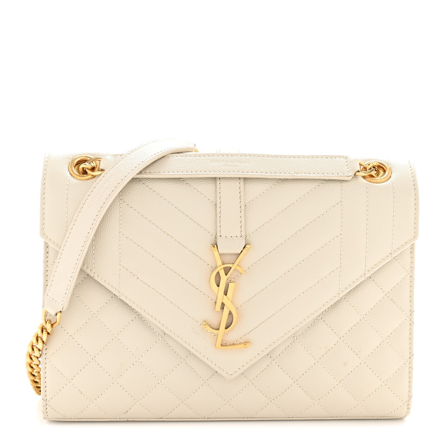 Grain De Poudre Textured Mixed Matelasse Medium Triquilt Monogram Satchel Crema Soft