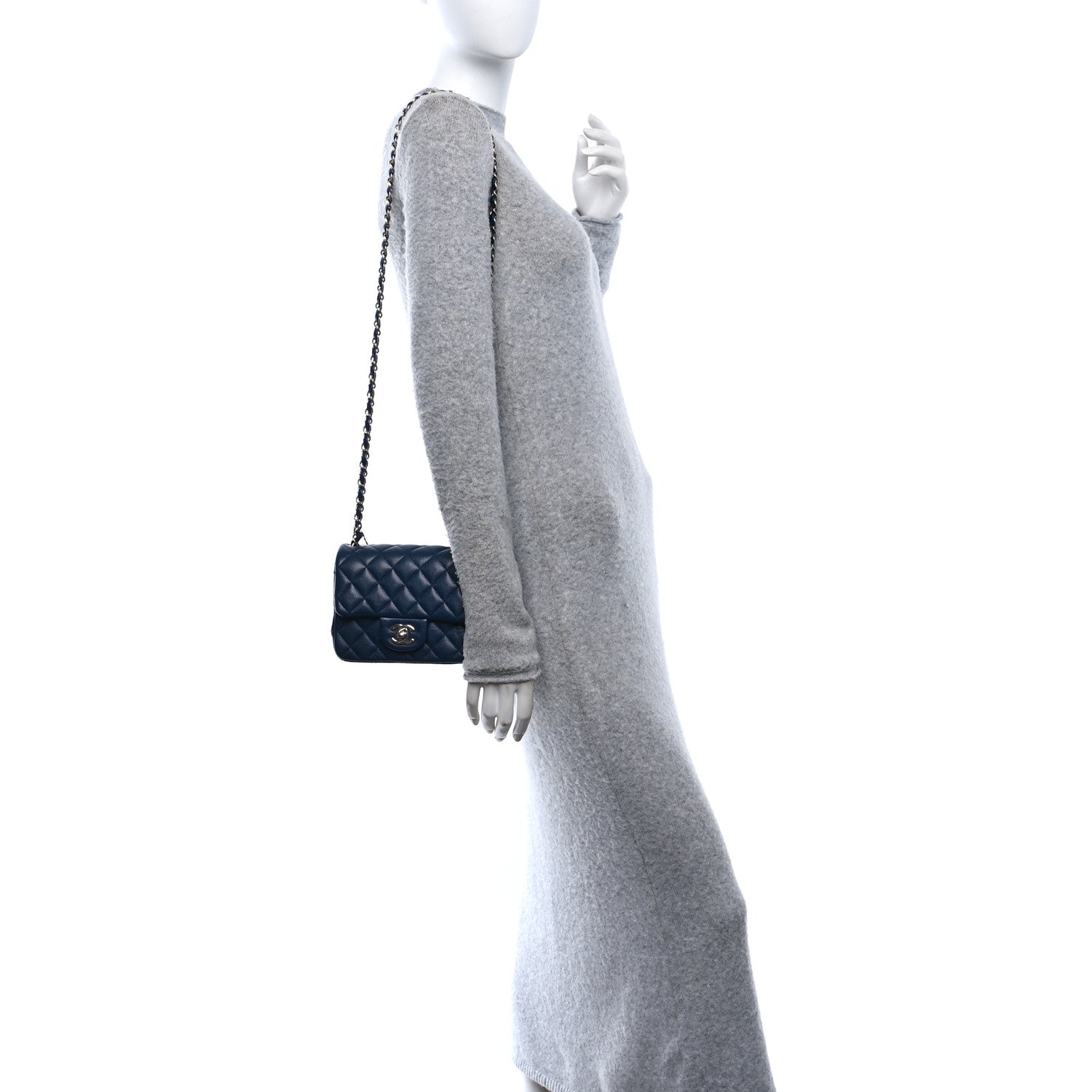 Caviar Quilted Mini Square Flap Navy