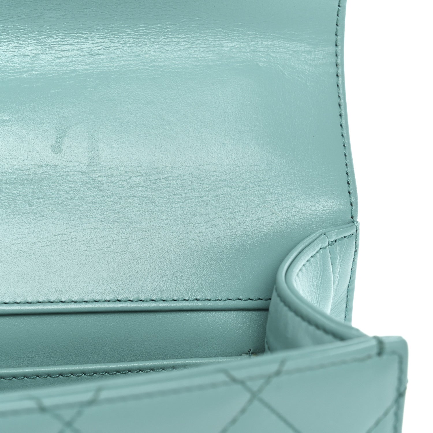 Calfskin Quilted Mini Perfect Fit Flap Turquoise