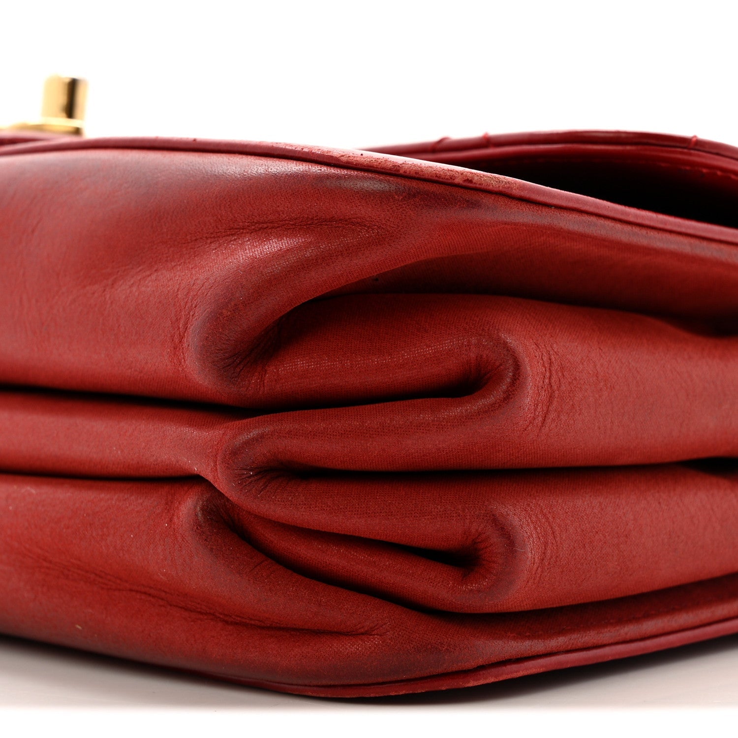Iridescent Calfskin Quilted Small Straight Lined Flap Red