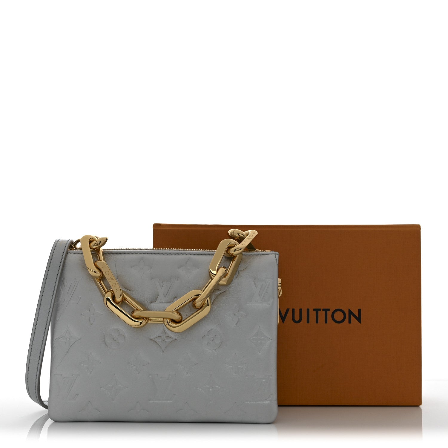 Lambskin Embossed Monogram Coussin BB Silver