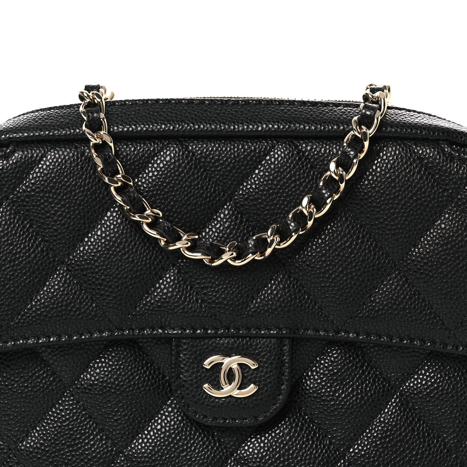 Caviar Quilted Chain Camera Bag Black