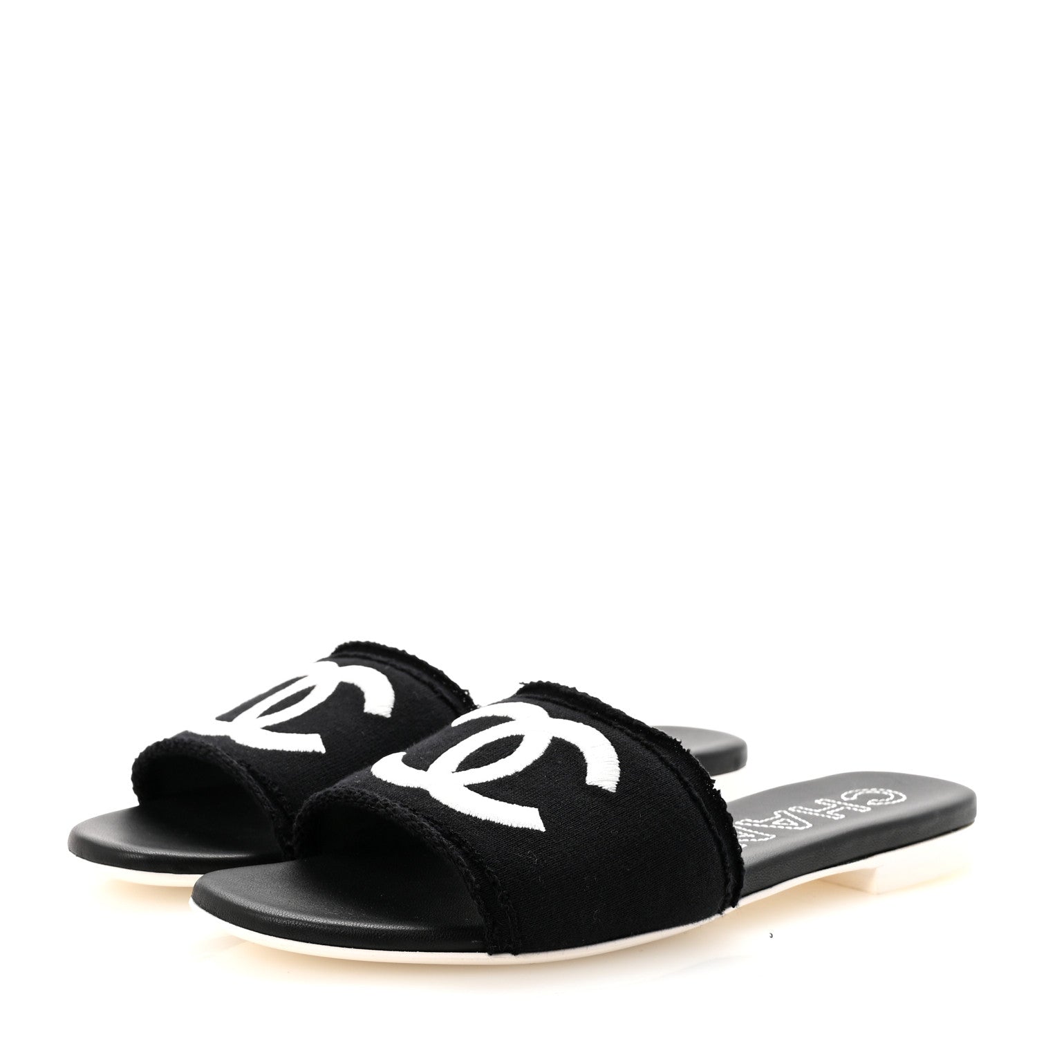 Jersey Knit CC Mules 39 Black