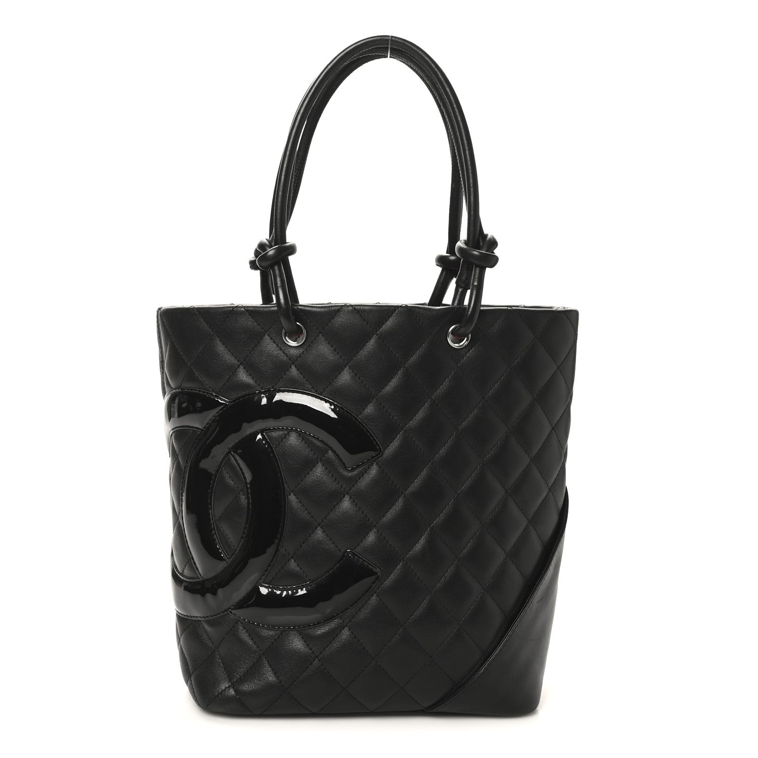 Calfskin Quilted Medium Cambon Tote Black