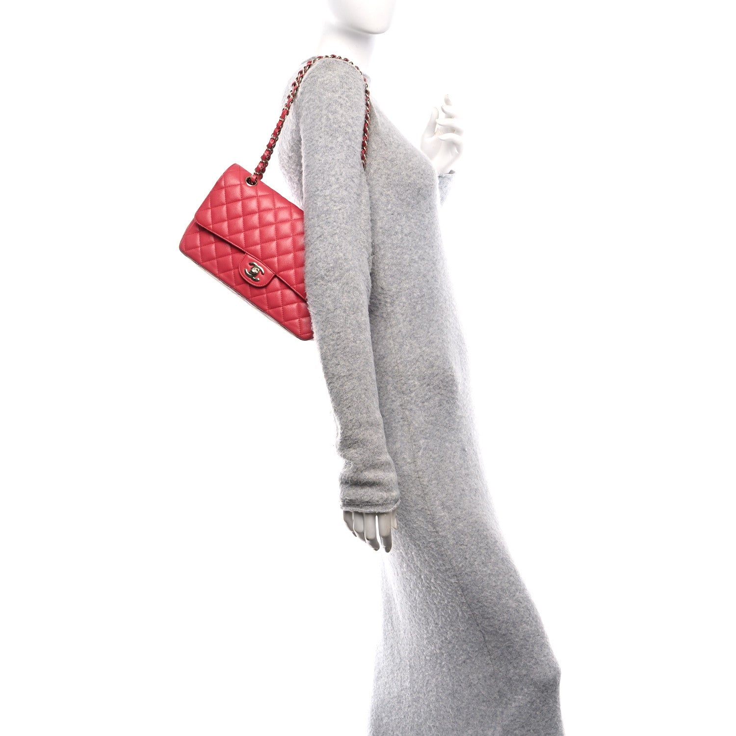 Caviar Quilted Medium Double Flap Pink