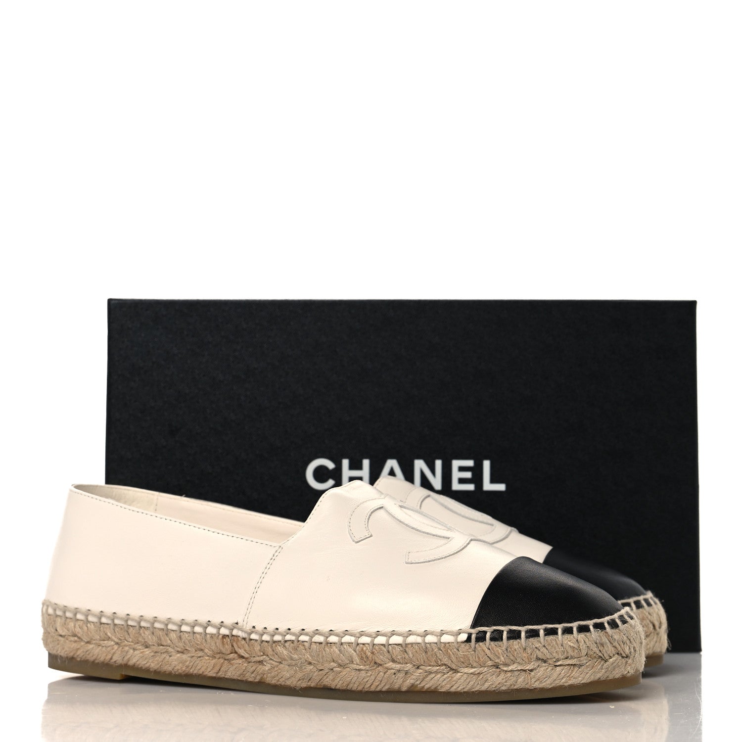 Lambskin CC Espadrilles 40 White Black