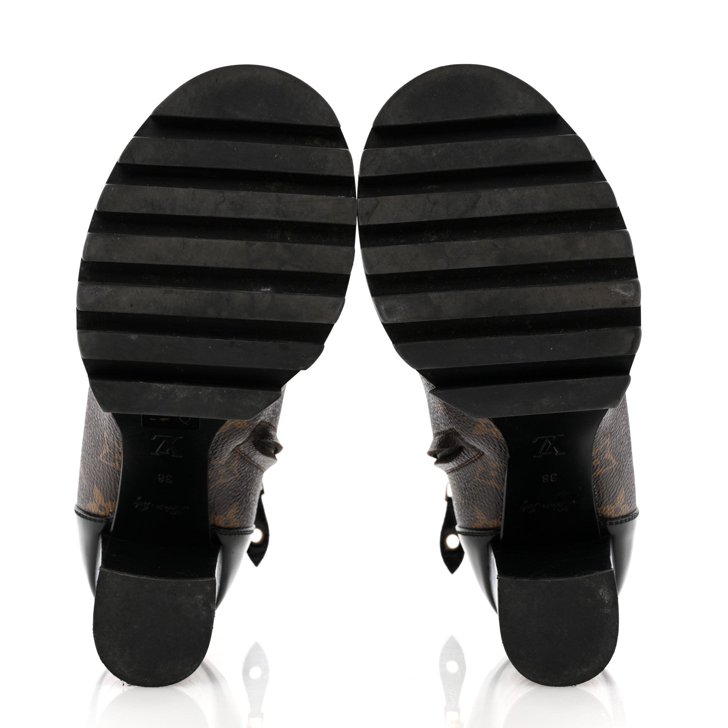 Patent Calfskin Monogram Star Trail Ankle Boots 38 Black