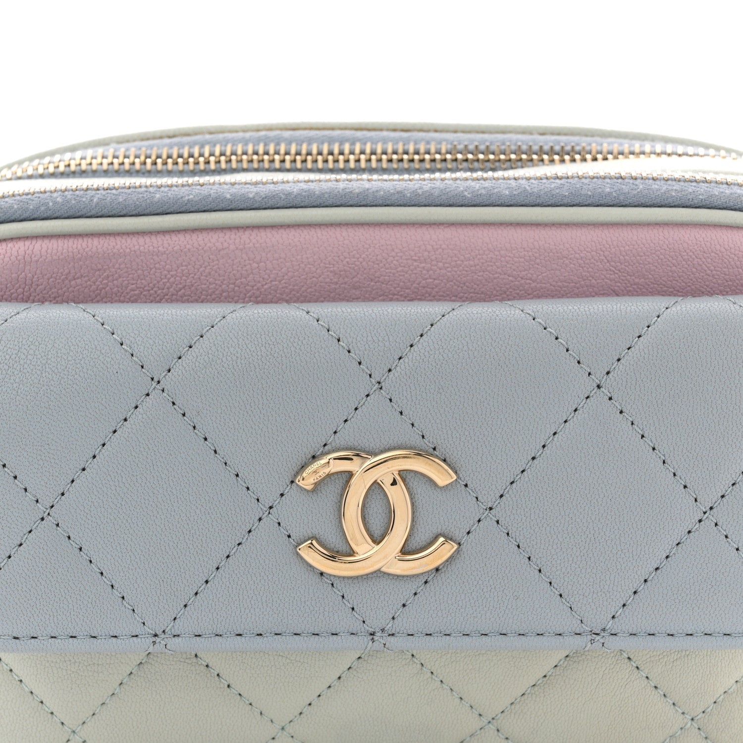 Goatskin Quilted Waist Bag Green Blue Pink
