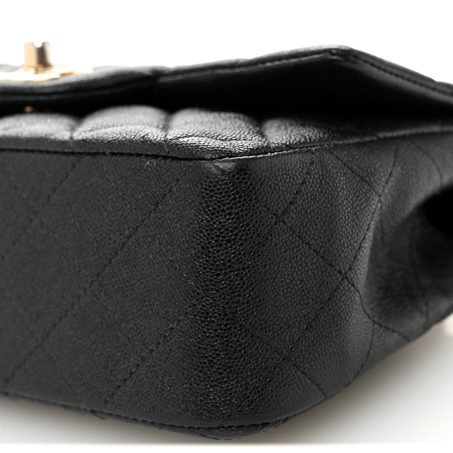 Caviar Quilted Mini Top Handle Rectangular Flap Black