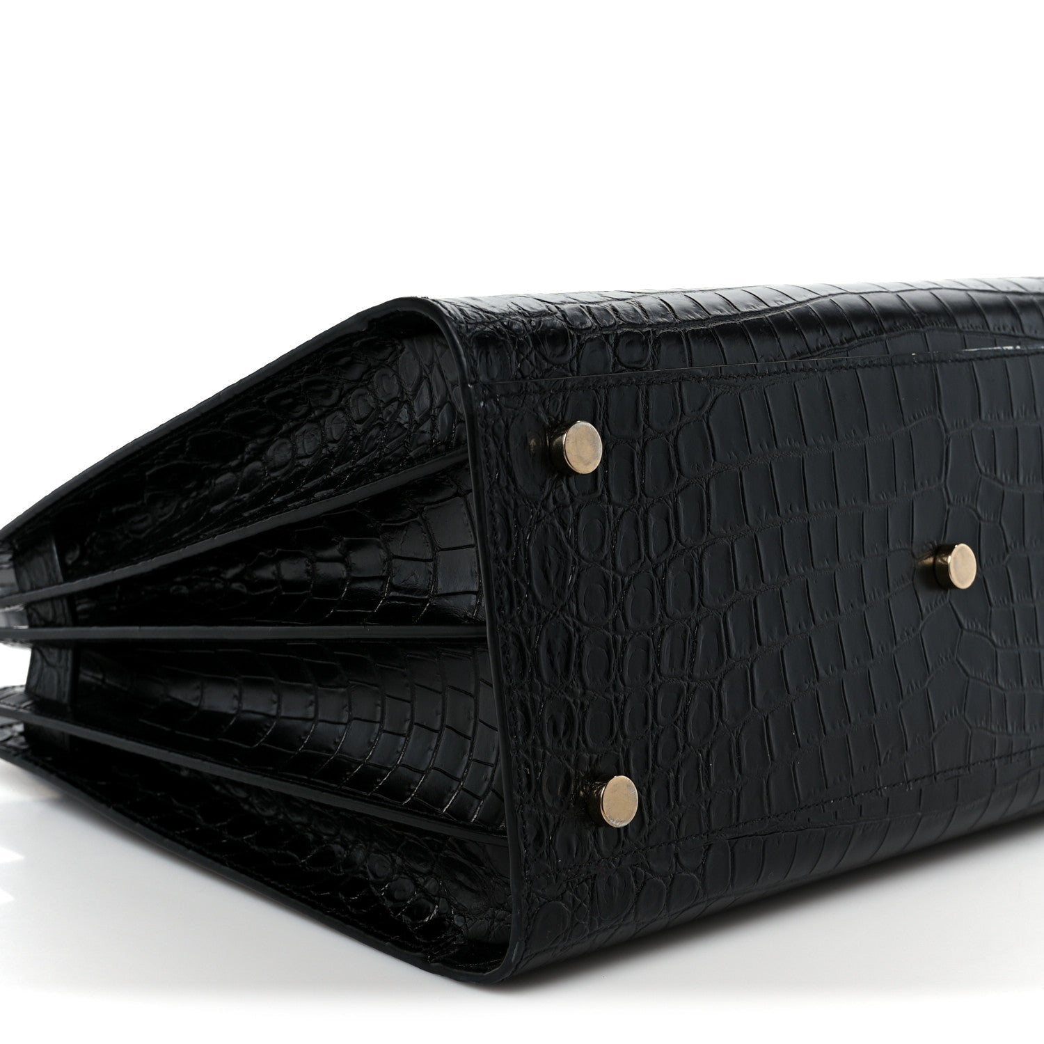 Calfskin Crocodile Embossed Small Sac de Jour Black