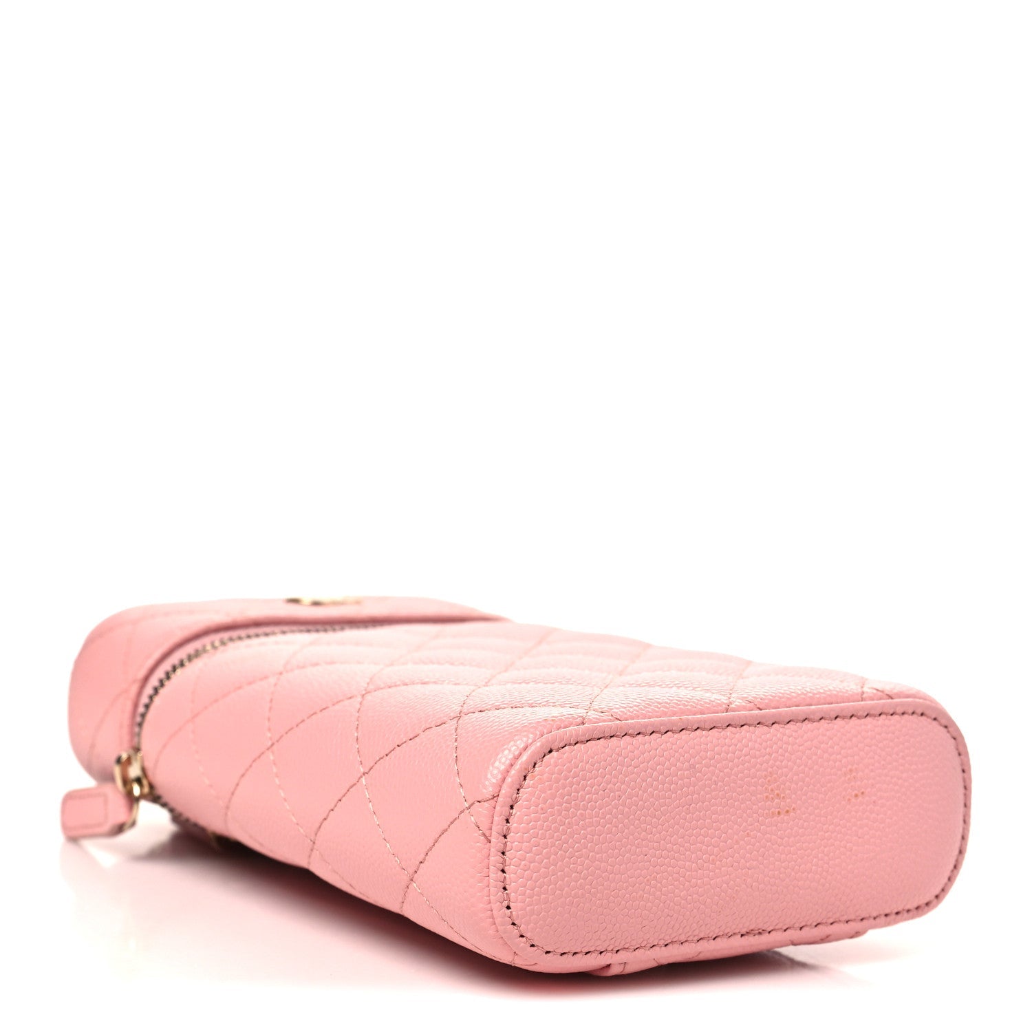 Caviar Quilted Phone Holder With Chain Pink