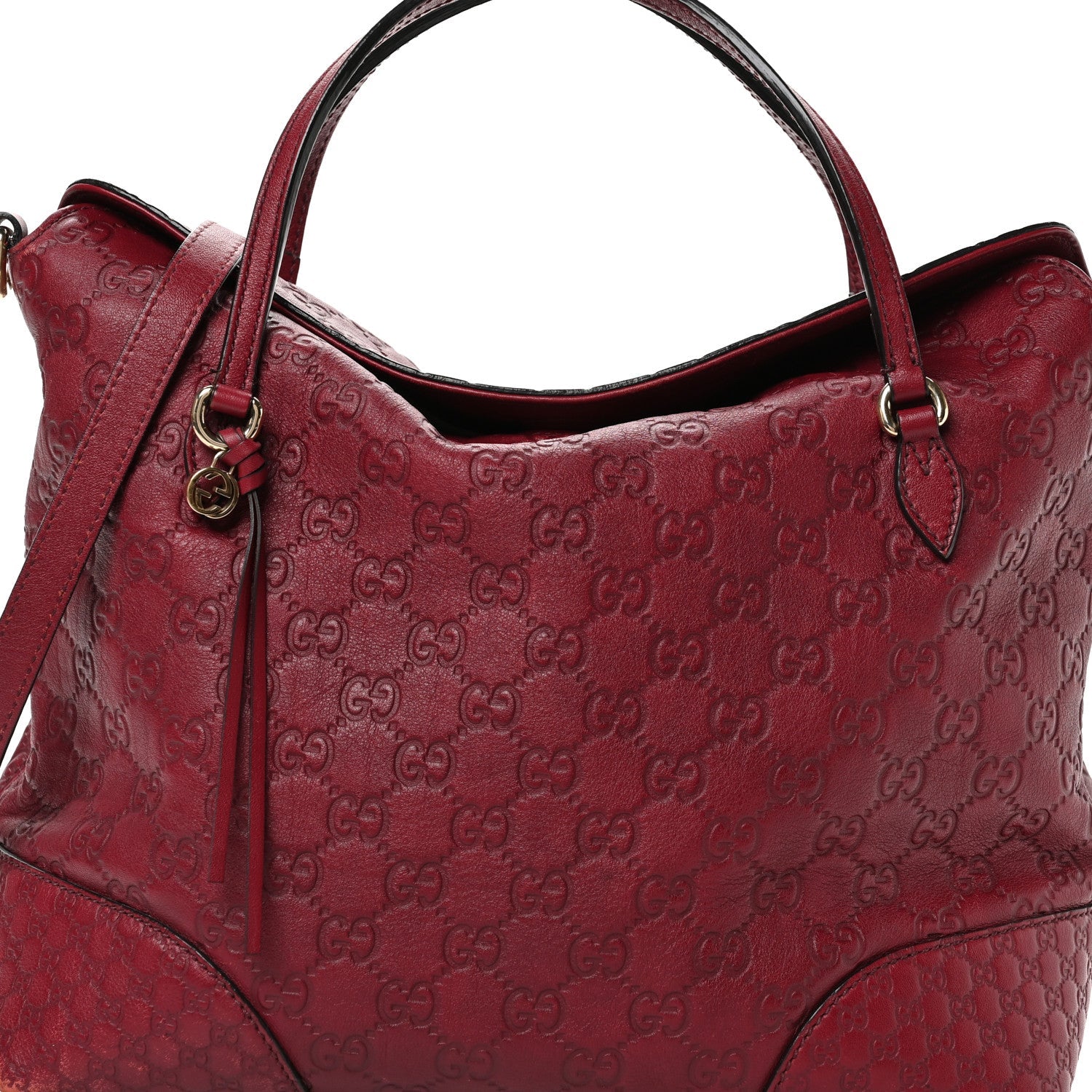 Guccissima Medium Bree Foldover Tote Classic Ruby