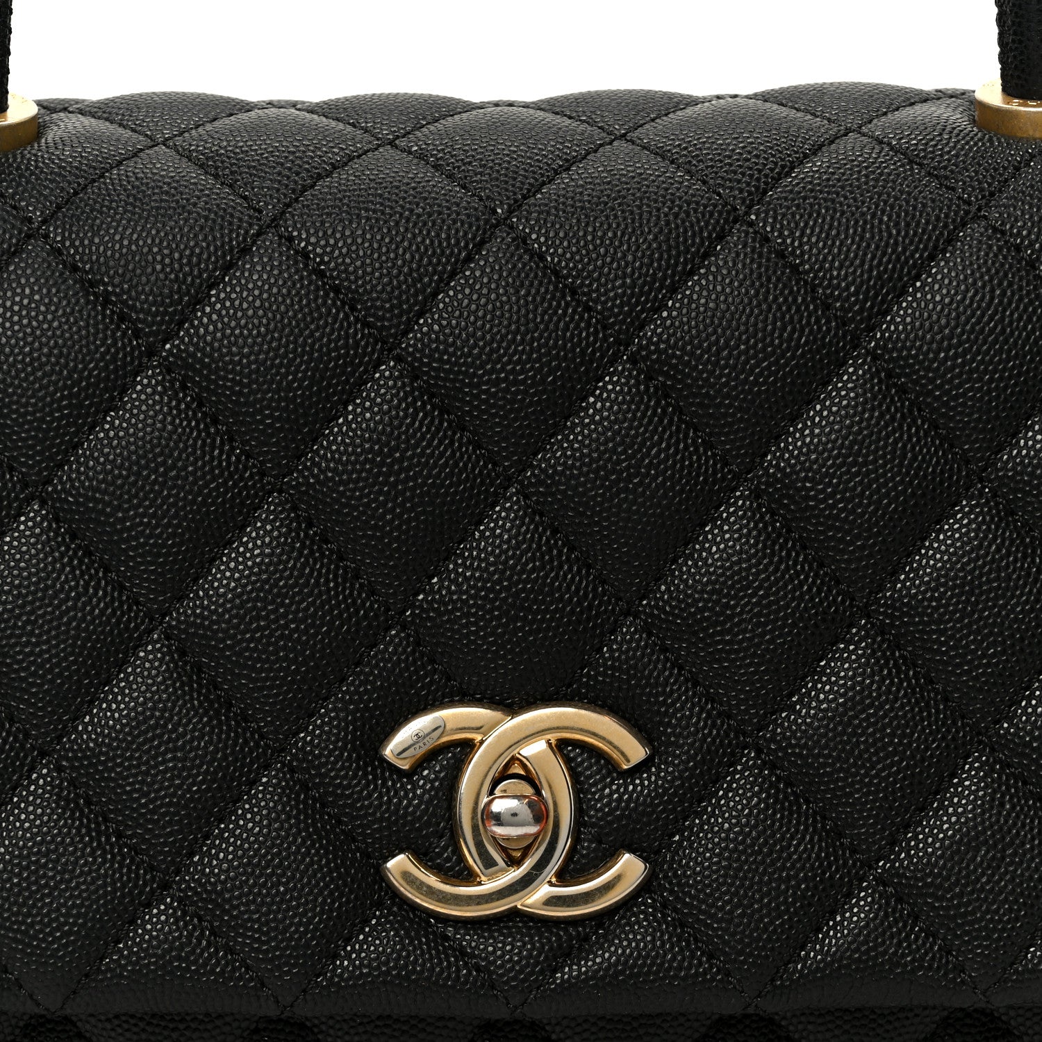 Caviar Quilted Small Coco Handle Flap Black