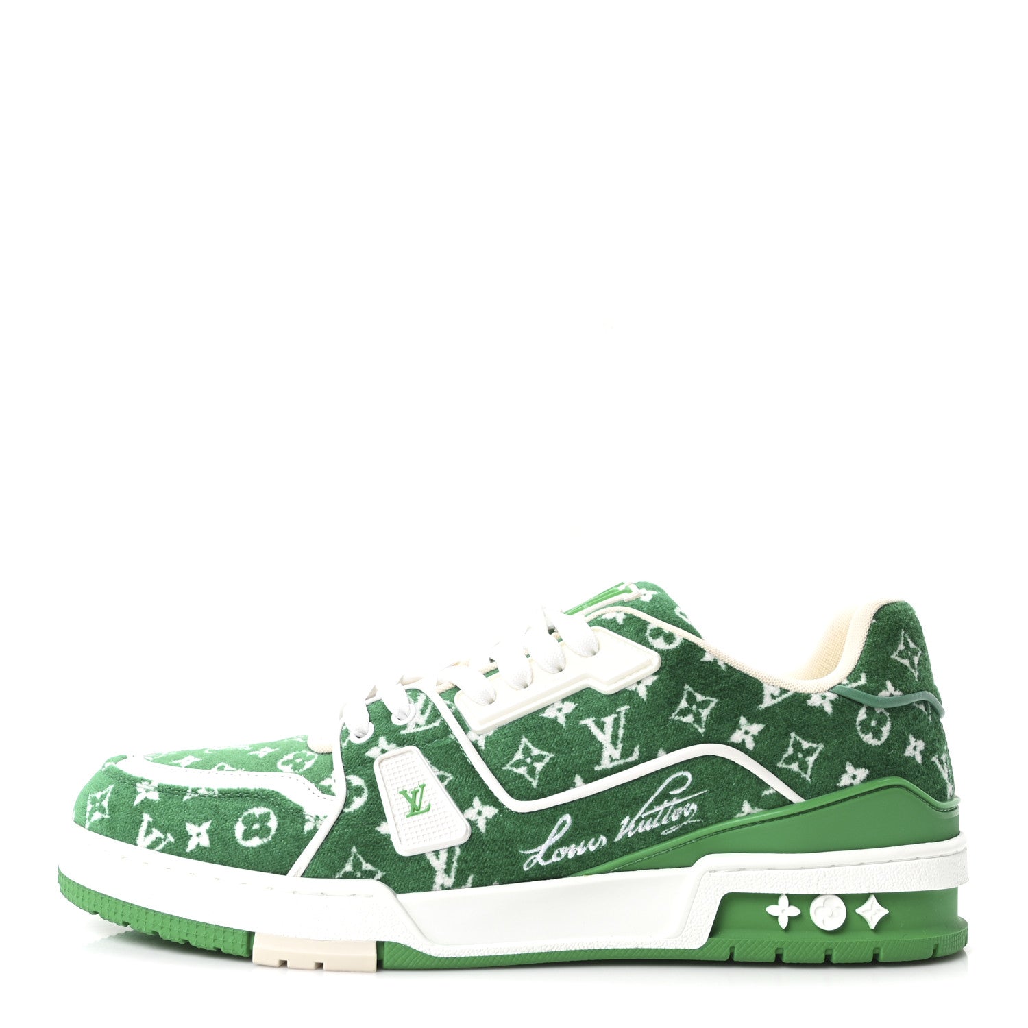 Jacquard Velvet Monogram Mens LV Trainer Sneakers 9 Vert