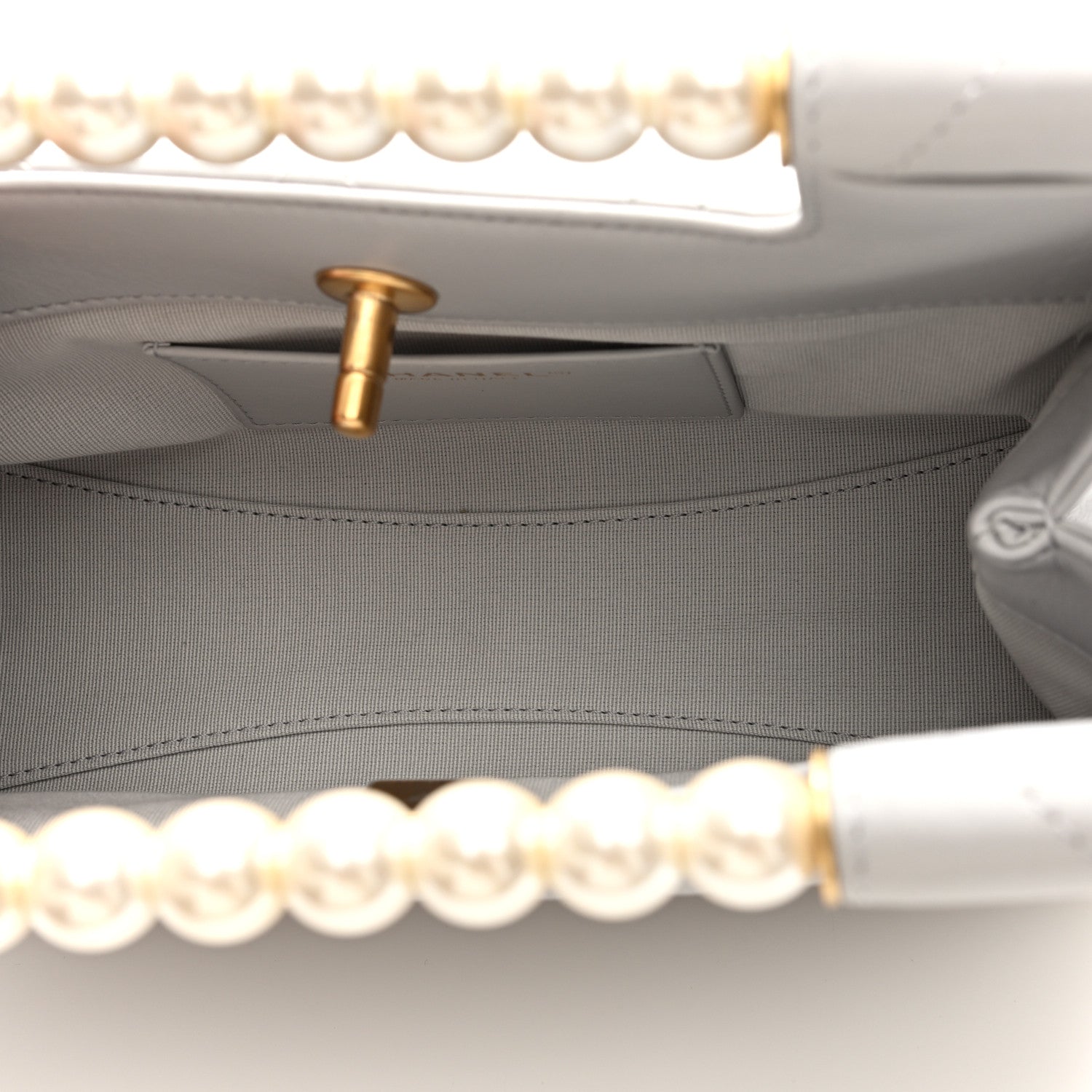 Calfskin Pearl Small Shopping Bag Grey