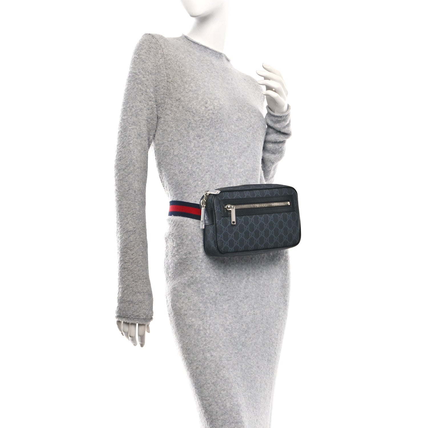 Soft GG Supreme Monogram Web Belt Bag Black Grey