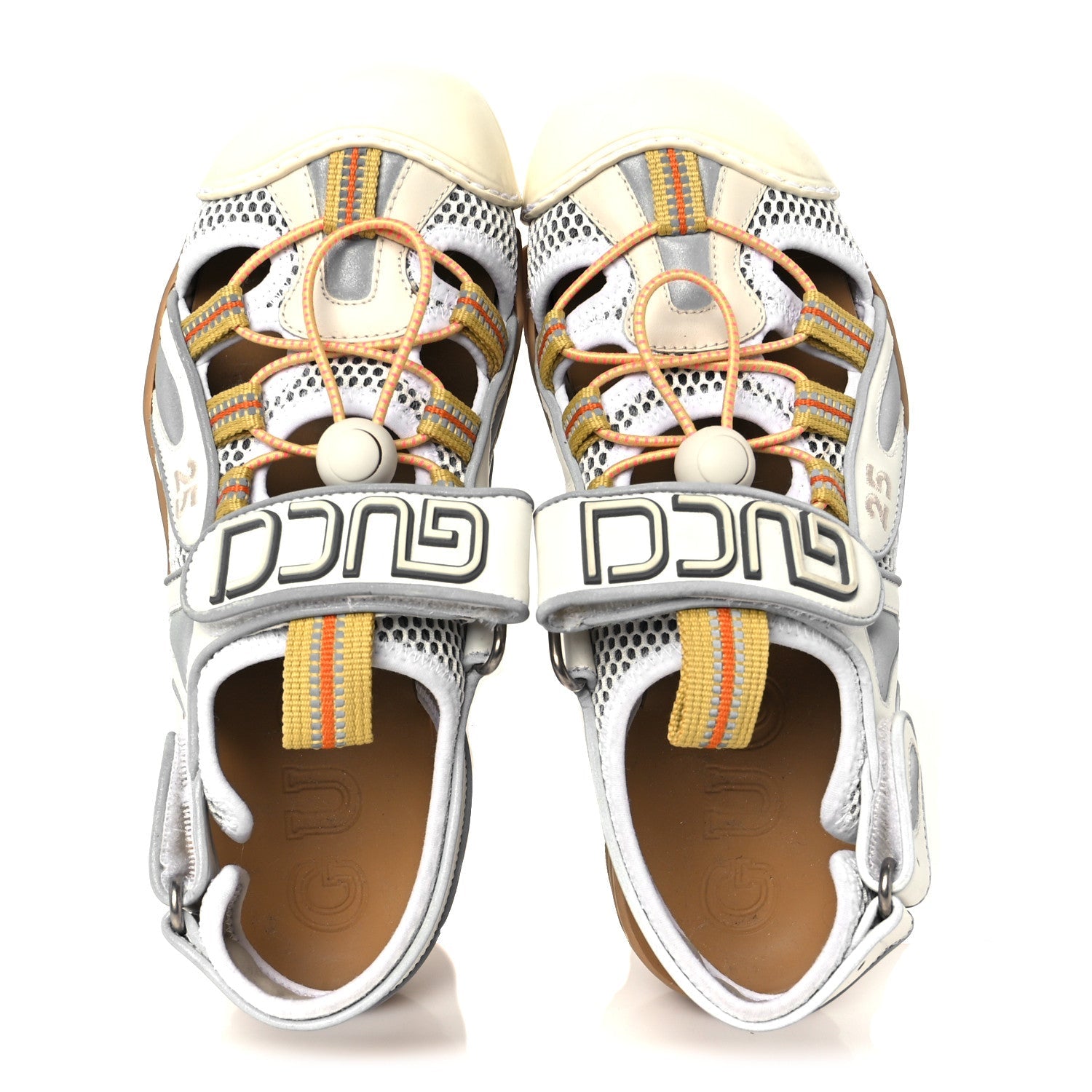 Mesh Fabric Tinsel Sport Sandals 37 White Silver