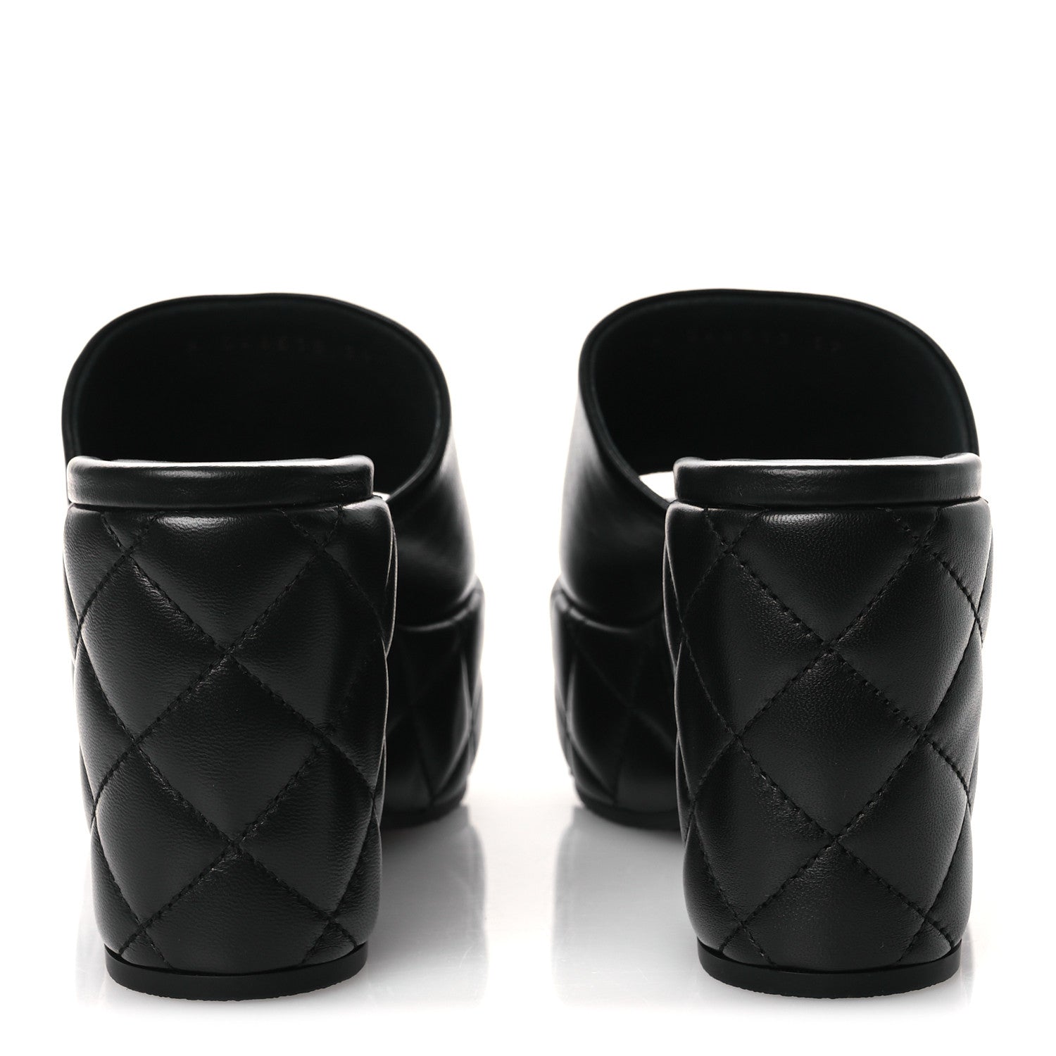 Lambskin Quilted CC Platform Mules 39 Black