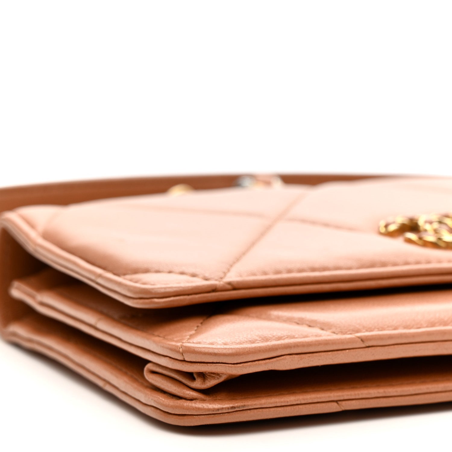 Lambskin Quilted Chanel 19 Wallet On Chain WOC Brown