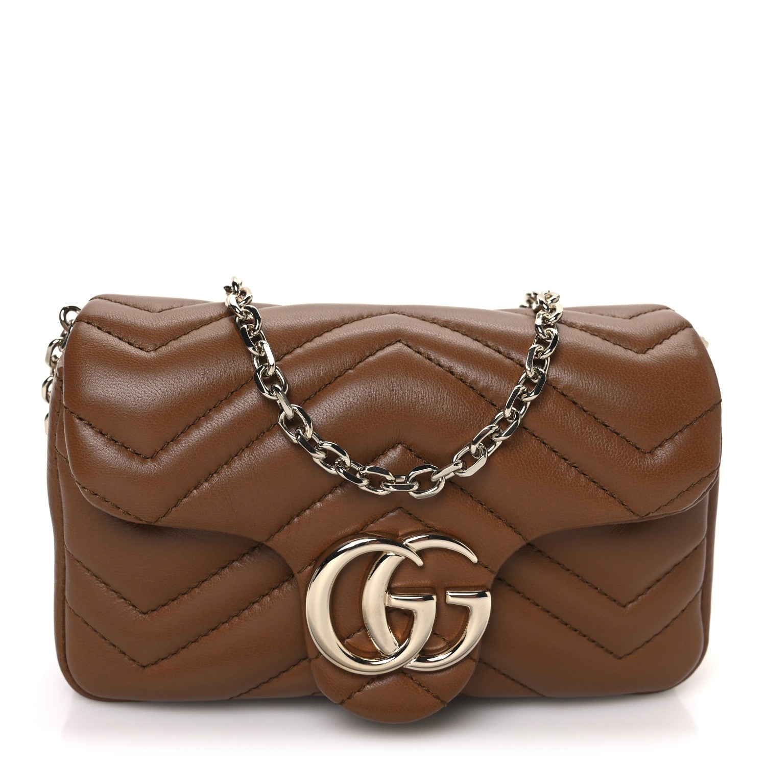 Lambskin Matelasse Mini GG Marmont Shoulder Bag Brown