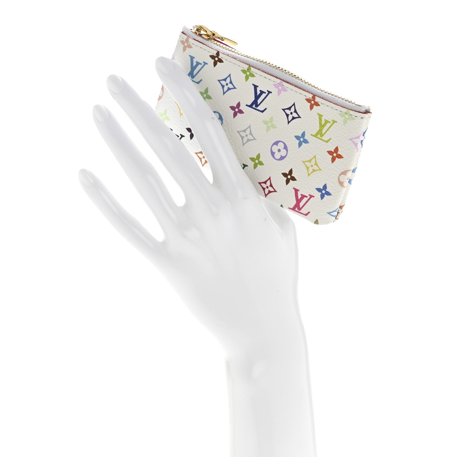 LV X TM Monogram Multicolor Key Pouch White