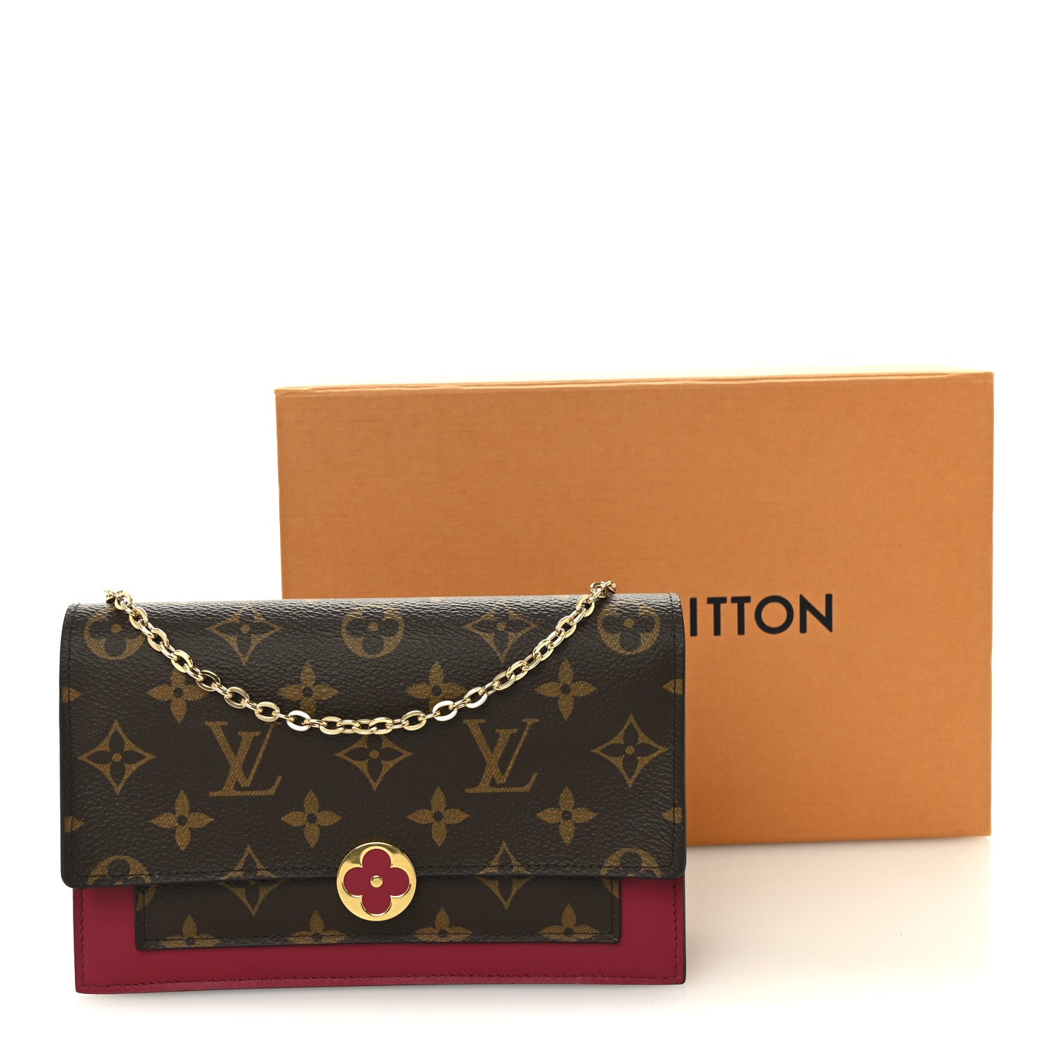 Monogram Flore Chain Wallet Fuchsia