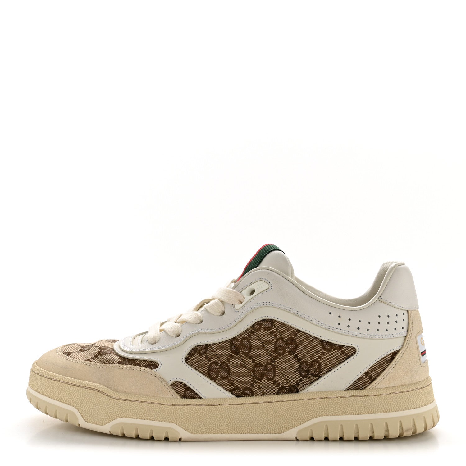 Calfskin GG Monogram Re-Web Womens Sneakers 39 White Beige Ebony