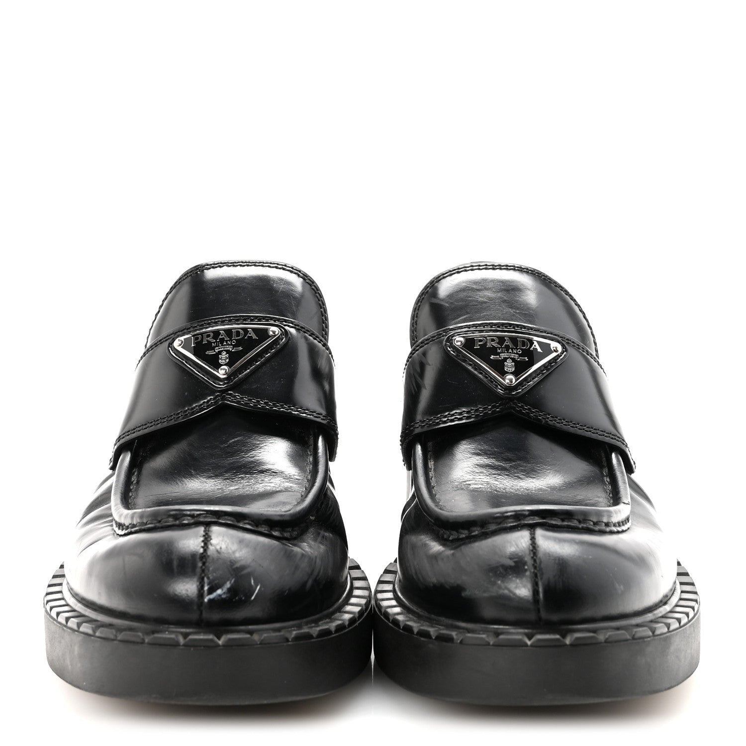 Spazzolato Metal Triangle Logo 50mm Loafers 40 Black