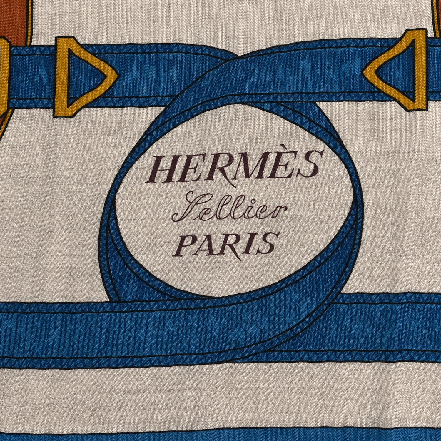 Cashmere Silk Eperon Eperon D'Or Shawl 140 Bleu Cobalt Naturel Vieil Or