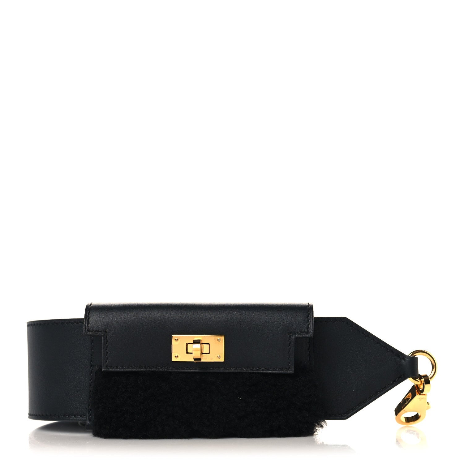 Swift Shearling Pocket Kelly Shoulder Strap Black