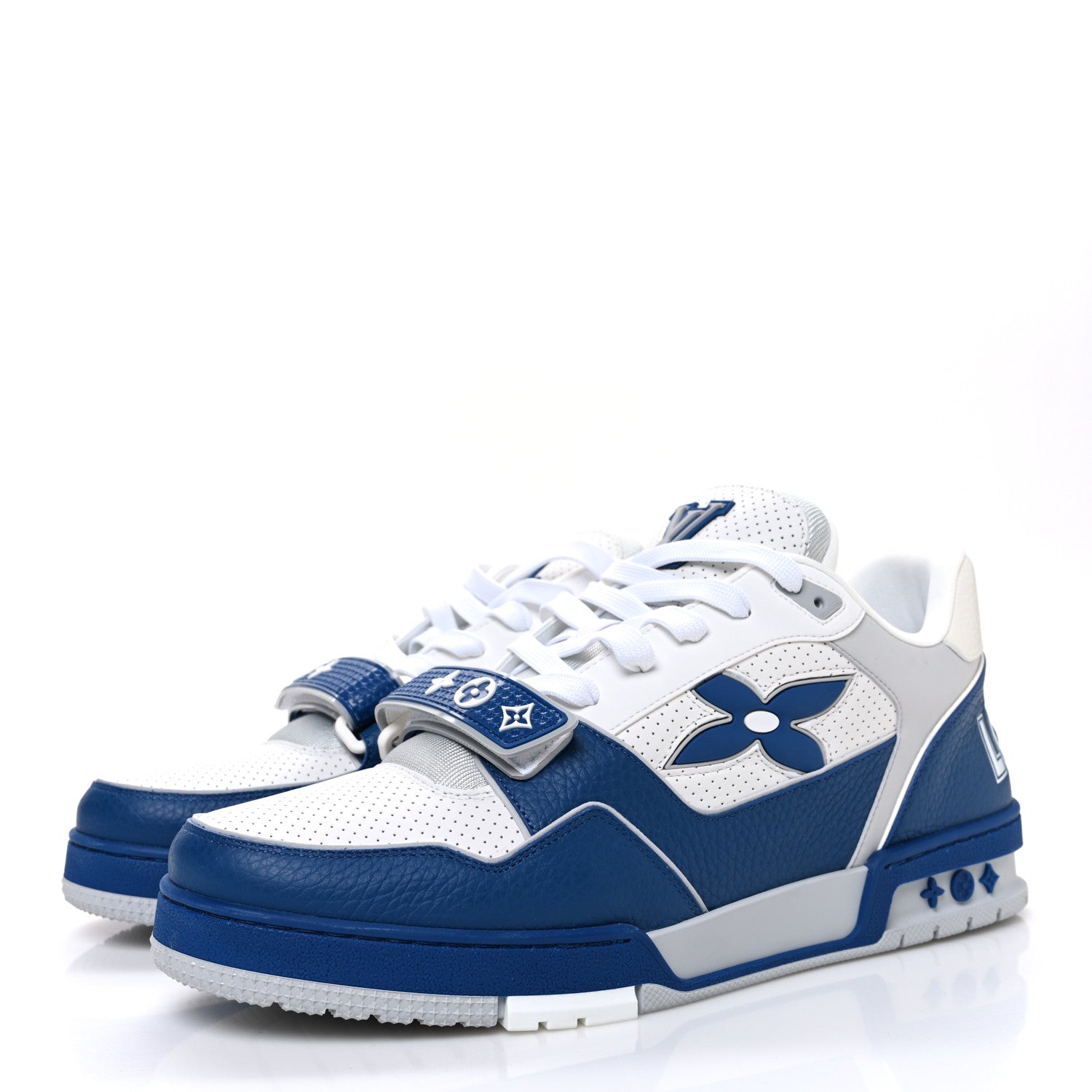 Calfskin Monogram Mens LV Trainer Sneakers 11 Blue